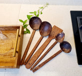 Traditional Coconut Shell & Wood Cooking Set (Set of 5)